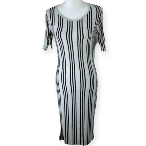 LULAROE JULIA DRESS GRAY/BLAK STRIPE SZ.S NWT. - Picture 1 of 7